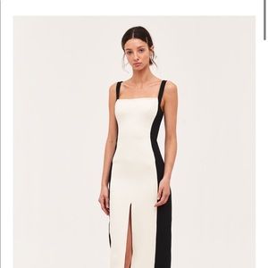 C/Meo Collective-CONSUMED MIDI DRESS ECRU W BLACK